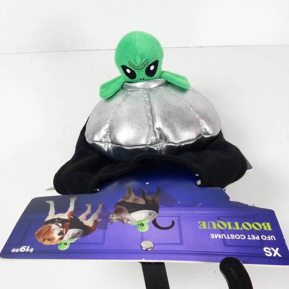 Bootique UFO Alien Rider Animal Pet Dog Cat Halloween Costume XS Spaceship Plush